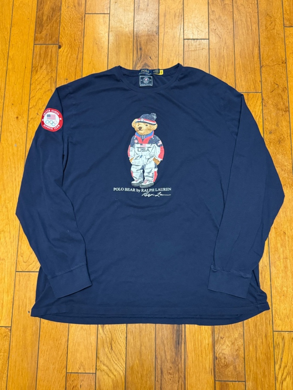 Ralph Lauren Polo Bear 2022 USA Team Navy Long-Sleeve Tee